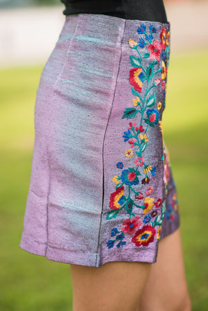 Spacey Lilac Embroidered Skirt